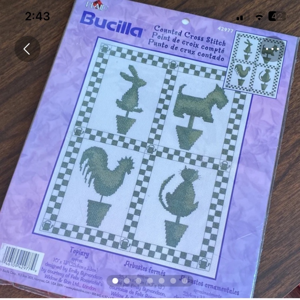 BUCILLA Sealed Counted Cross Stitch Kit Topiary 42977